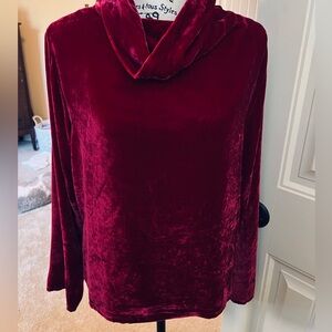 Soft velvety burgundy red top.